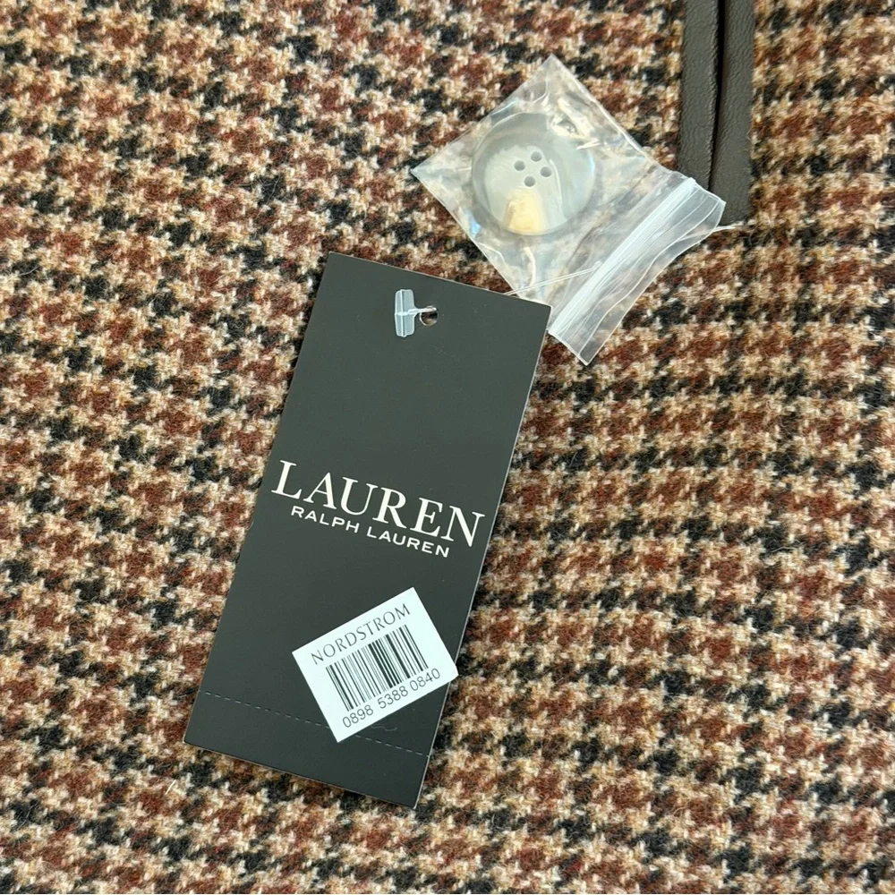 NWT Lauren Ralph Lauren Houndstooth Wool Blend Cape, Size M/L - Picture 5 of 10